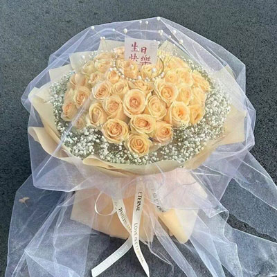 沈阳52朵香槟玫瑰满天星，你就是我的全部