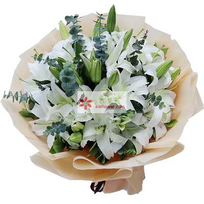 沈阳9支白色多头百合，祝福你幸福
