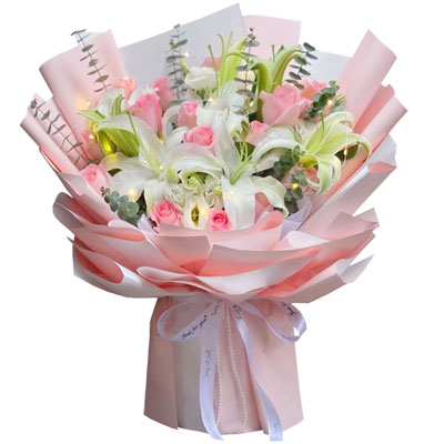 沈阳16朵粉玫瑰百合，感情稳定坚固